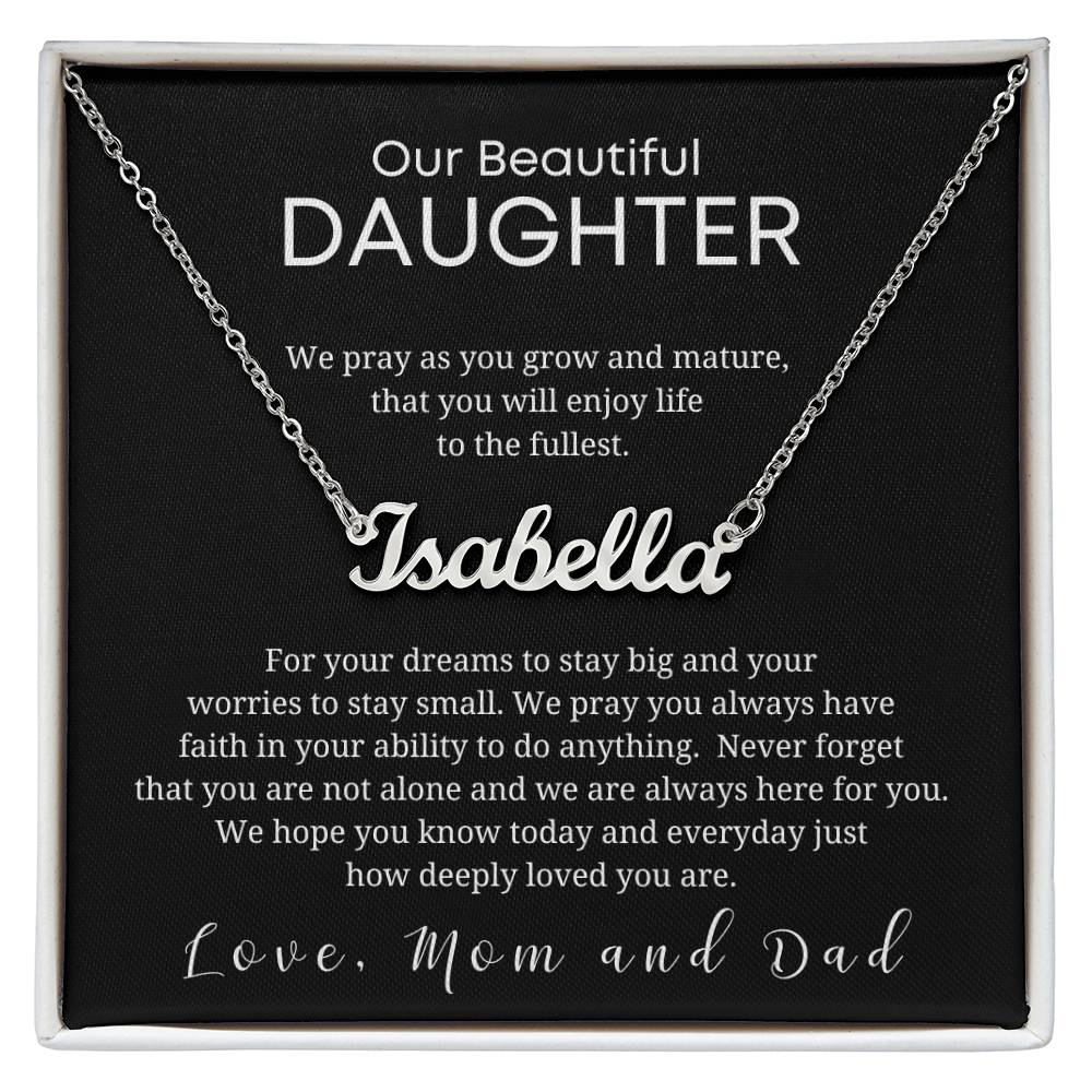 Custom Name Necklace-Gift for Our Daughter from Mom and Dad