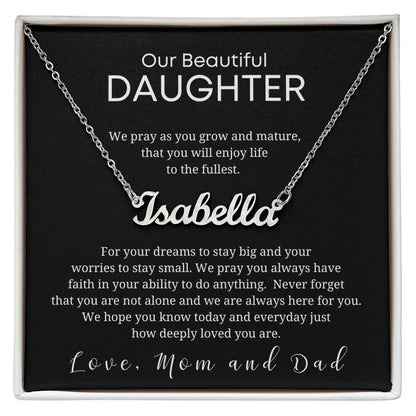 Custom Name Necklace-Gift for Our Daughter from Mom and Dad