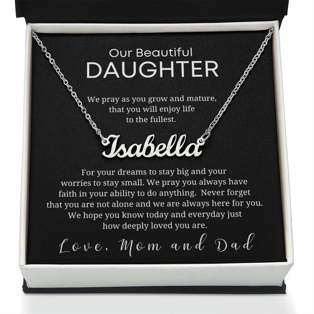 Custom Name Necklace-Gift for Our Daughter from Mom and Dad