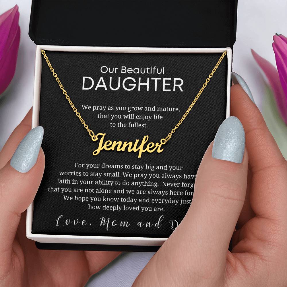 Custom Name Necklace-Gift for Our Daughter from Mom and Dad