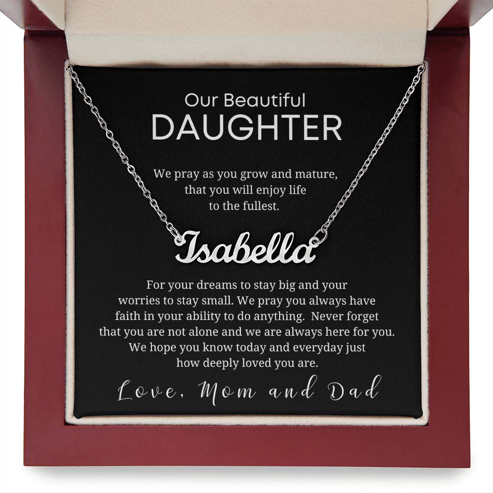 Custom Name Necklace-Gift for Our Daughter from Mom and Dad