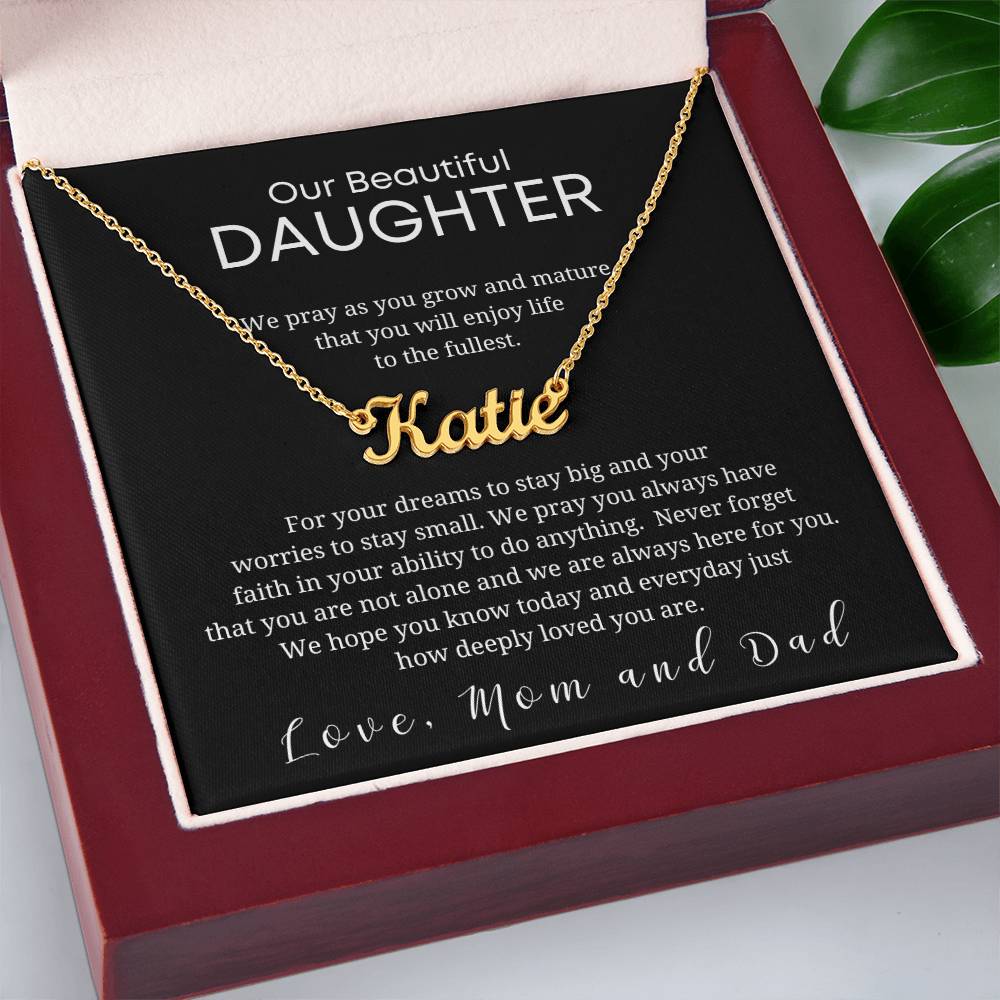 Custom Name Necklace-Gift for Our Daughter from Mom and Dad