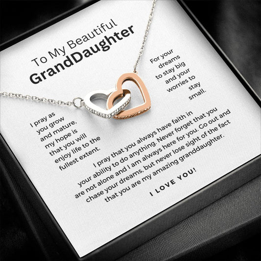 Interlocking Hearts Prayer Necklace -Gift for Granddaughter